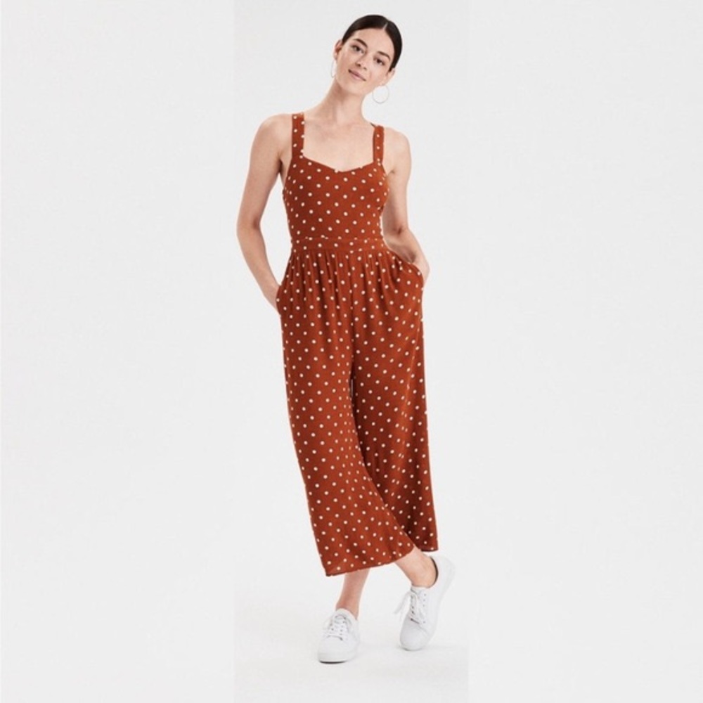 Polka dot orange jumpsuit